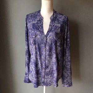 Maurices Mandarin Collar V-neck Blouse Purple XL